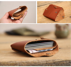 Handmade Women Leather Card Holder Minimalist Card Holder Coin Wallet For Women