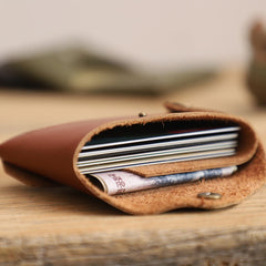 Handmade Women Leather Card Holder Minimalist Card Holder Coin Wallet For Women