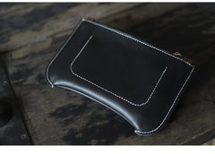 Handmade Women Leather Clutch Wallet Black Slim Zip Clutch Phone Purse For Women