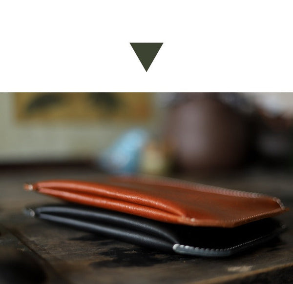 Handmade Women Leather Clutch Wallets Slim Zip - Overall View