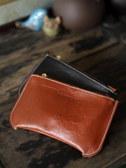 Handmade Women Leather Clutch Wallets Slim Zip Clutch Phone Purse For Women