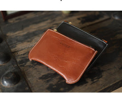 Handmade Women Leather Clutch Wallets Slim Zip Clutch Phone Purse For Women