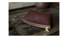 Handmade Women Leather Clutch Wallet Wine Toiletry Bag Makeup Bag For Women