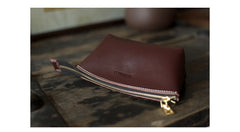 Handmade Women Leather Clutch Wallet Brown Toiletry Bag Makeup Bag For Women