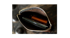 Handmade Women Leather Clutch Wallet Green Toiletry Bag Makeup Bag For Women