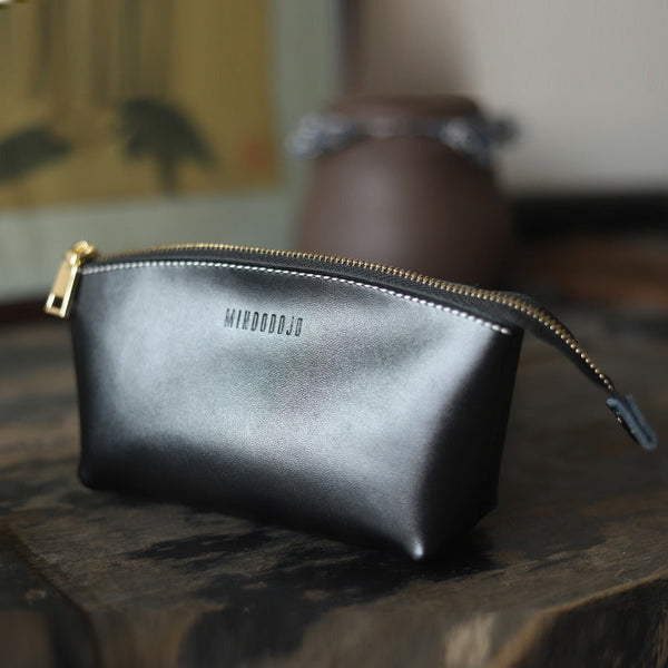 Handmade Women Leather Clutch Wallet Green Toiletry - Card Slots Detail