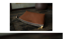 Handmade Women Leather Clutch Wallet Brown Toiletry Bag Makeup Bag For Women