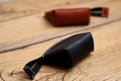 Handmade Women Leather Coin Wallet Brown Minimalist Change Pouch Coin Zip Wallet For Women
