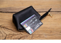 Handmade Women Leather Coin Wallet Brown Minimalist Change Pouch Coin Zip Wallet For Women