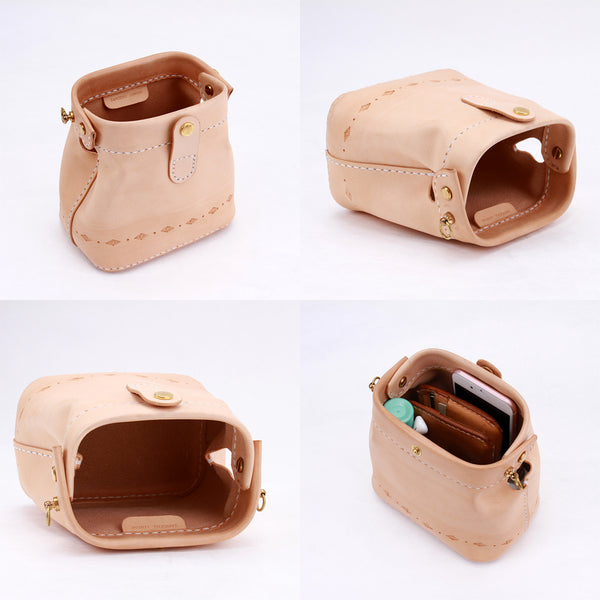 Handmade Womens Beige Leather Mini Doctor Handbag Purse Small Side Chain Bag Doc DB03791036