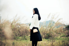 Handmade Womens Beige Leather Mini Doctor Handbag Purse Small Side Chain Bag Doctor Purse for Women