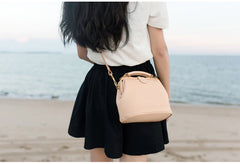 Handmade Womens Beige Leather Mini doctor Handbag shoulder doctor bags for women