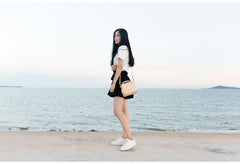 Handmade Womens Beige Leather Mini doctor Handbag shoulder doctor bags for women