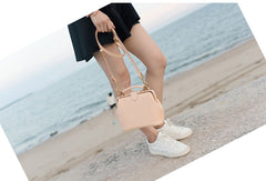 Handmade Womens Beige Leather Mini doctor Handbag shoulder doctor bags for women