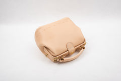 Handmade Womens Beige Leather Mini doctor Handbag shoulder doctor bags for women