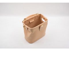Handmade Womens Beige Leather Mini doctor Handbag shoulder doctor bags for women