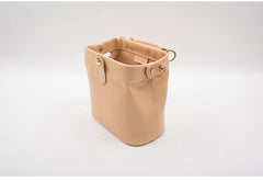 Handmade Womens Beige Leather Mini doctor Handbag shoulder doctor bags for women