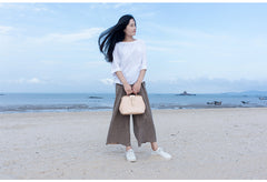 Handmade Womens Beige Leather doctor Handbag shoulder doctor bags Purse for women