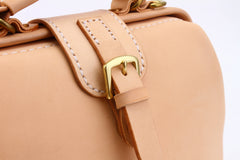 Handmade Womens Beige Leather doctor Handbag shoulder doctor bags Purse for women