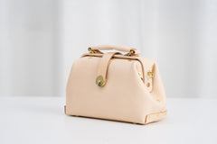 Handmade Womens Beige Small Leather Doctor Handbag Side Purse Doctor Purse for Women