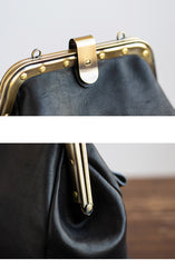 Handmade Womens Black Leather Doctor Backpack Purse Shoulder Doctor Handbag for Women