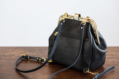 Handmade Womens Black Leather Doctor Backpack Purse Shoulder Doctor Handbag for Women