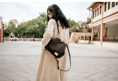 Handmade Womens Black Leather Doctor Backpack Purse Shoulder Doctor Handbag for Women