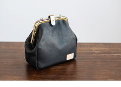 Handmade Womens Black Leather Doctor Backpack Purse Shoulder Doctor Handbag for Women
