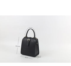 Handmade Womens Black Leather Doctor Handbag Side Purse Doctor Purse for Women