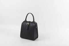 Handmade Womens Black Leather Doctor Handbag Side Purse Doctor Purse for Women