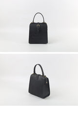 Handmade Womens Black Leather Doctor Handbag Side Purse Doctor Purse for Women