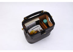 Handmade Womens Black Leather Small doctor Handbag shoulder doctor bags for women