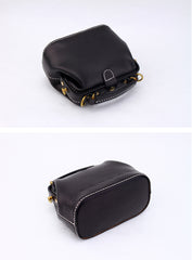 Handmade Womens Black Leather Small doctor Handbag shoulder doctor bags for women