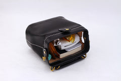 Handmade Womens Black Leather Small doctor Handbag shoulder doctor bags for women