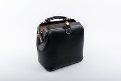 Handmade Womens Black Leather doctor Handbag shoulder doctor bags Purse for women