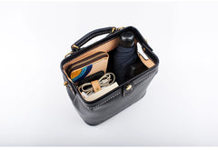 Handmade Womens Black Leather doctor Handbag shoulder doctor bags Purse for women