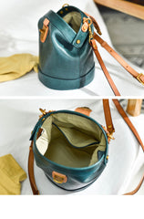 Handmade Womens Coffee Leather Doctor Bucket Shoulder Purses Coffee Doctor Crossbody Purse for Women