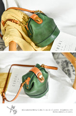 Handmade Womens Coffee Leather Doctor Bucket Shoulder Purses Coffee Doctor Crossbody Purse for Women