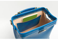 Handmade Womens Blue Leather Doctor Handbag Blue Shoulder Doctor Bags Purse for Women