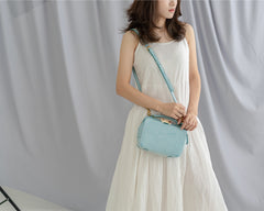 Handmade Womens Blue Leather Doctor Handbag Purse Small Side Bag Doctor Purse for Women