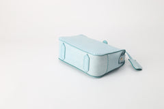 Handmade Womens Blue Leather Doctor Handbag Purse Small Side Bag Doctor Purse for Women