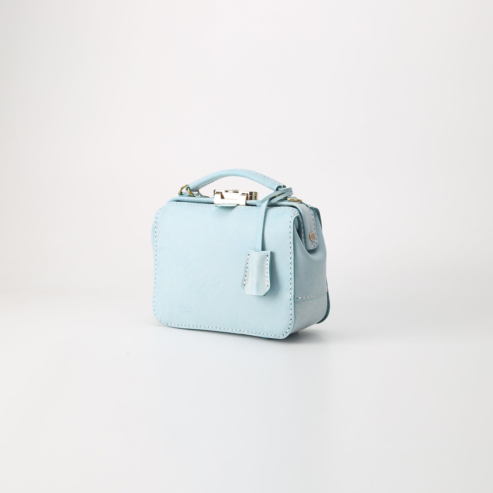Handmade Womens Blue Leather Doctor Handbag Purse Small Side Bag Doctor Purse for Women