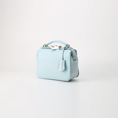 Handmade Womens Blue Leather Doctor Handbag Purse Small Side Bag Doctor Purse for Women