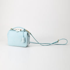 Handmade Womens Blue Leather Doctor Handbag Purse Small Side Bag Doctor Purse for Women
