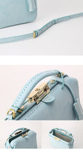 Handmade Womens Blue Leather Doctor Handbag Purse Small Side Bag Doctor Purse for Women