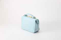 Handmade Womens Blue Leather Doctor Handbag Purse Small Side Bag Doctor Purse for Women