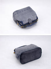 Handmade Womens Blue Leather Mini doctor Handbag shoulder doctor bags for women