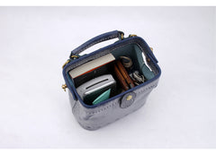 Handmade Womens Blue Leather Mini doctor Handbag shoulder doctor bags for women