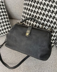 Handmade Womens Brown Leather Doctor Large Handbag Purses Vintage Brown Doctor Side Purse for Women