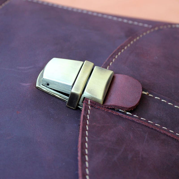 Handmade Womens Claret Leather Doctor Shoulder Purses - Back View